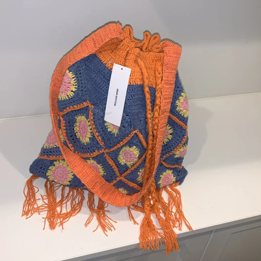 Urban Outfitters Crochet Multicolor Boho Fringe Shoulder‎ Bag
